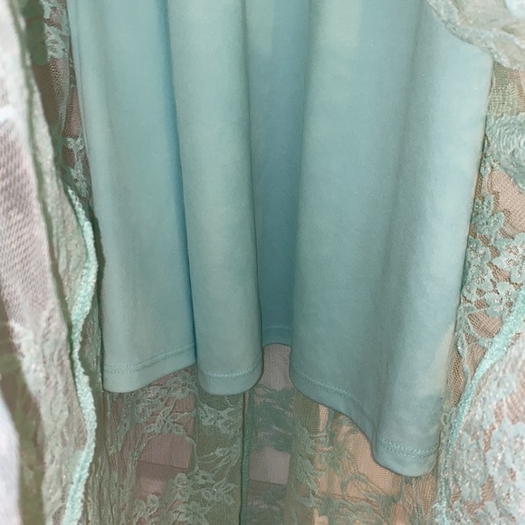 Love Reign blue/green skinny strap dress with lace. Size S. - Picture 3 of 7